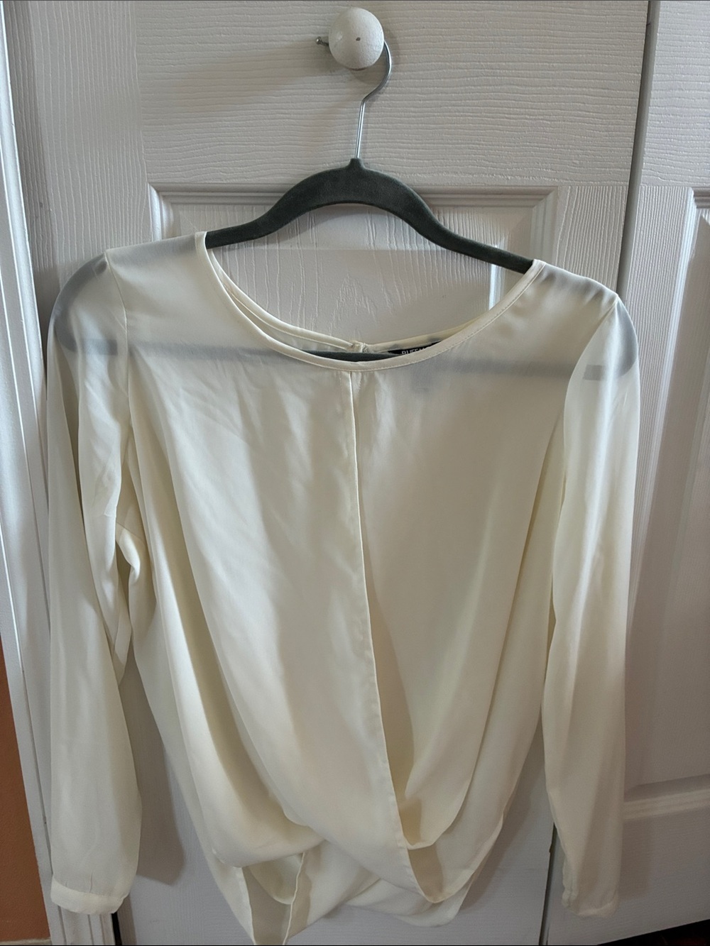 Buffalo David Bitton Cream Draped Long-Sleeve Blouse